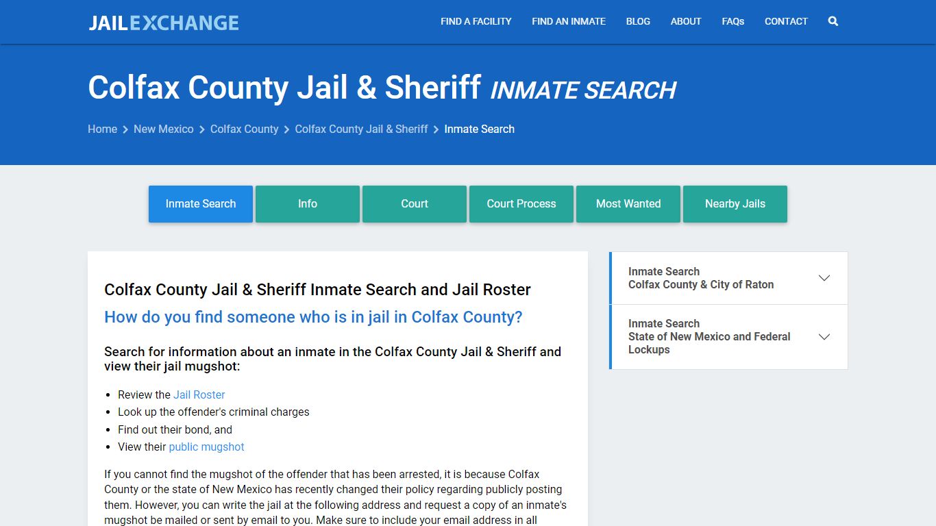 Colfax County Jail & Sheriff Inmate Search - Jail Exchange